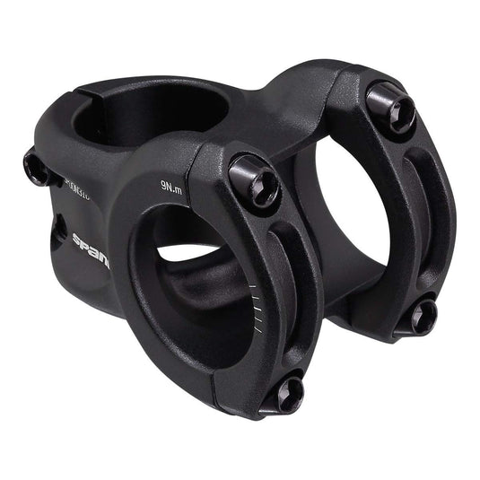 Spank Spoon 318 Stem Black (Diameter 31.8mm, Length: 33/43mm, Rise: 0°), Chamfered bar clamp, Ultra-Short Stack Height, Bicycle Stem, Ideal for ASTM 5, All Mountain, Enduro, Trail, Free Ride, DJ - RACKTRENDZ