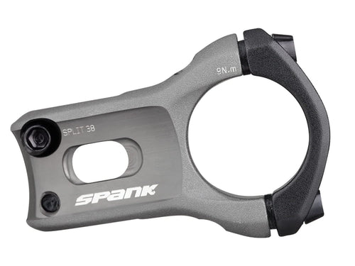 SPANK Split Enduro Trail Shotpeen Anodized Bicycle Stem (43mm), Universal Fit, Cycling Stem, Mountain Bike Stem, Bar Clamp, Shotpeen Anodized Stem, CNC-optimised (Gun Metal) - RACKTRENDZ