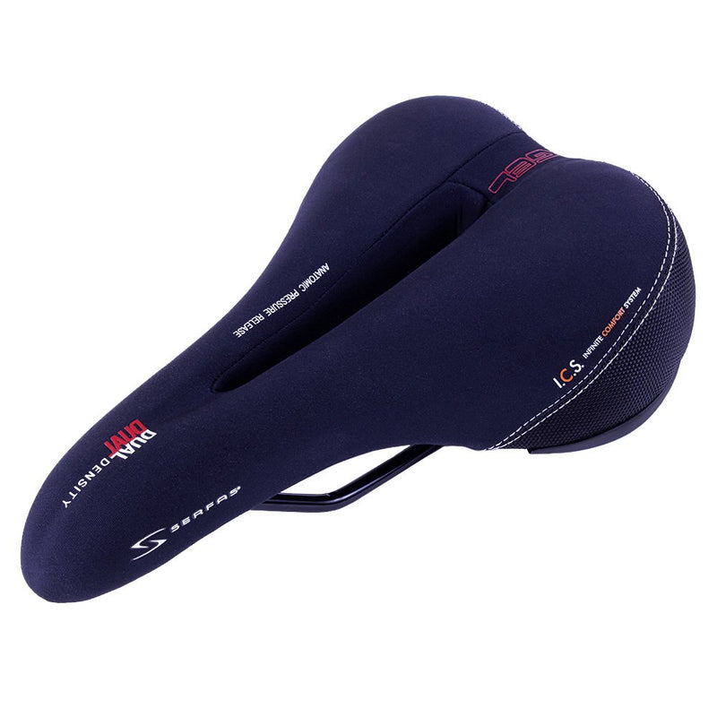 Chargez l&#39;image dans la visionneuse de la galerie, Serfas Dual Density Men&#39;s Bicycle Saddle with Cutout - RACKTRENDZ
