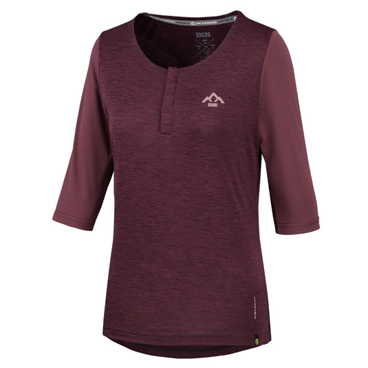 iXS Damen Jersey Carve X Henley, Raisin Solid - Violett, 40, 473-510-2660 - RACKTRENDZ