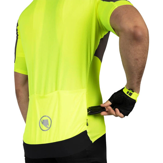 Endura Men's FS260 Print Short Sleeve Road Cycling Jersey Hi-Viz Yellow, XX-Large - RACKTRENDZ