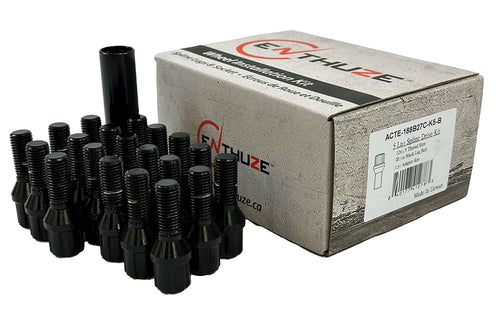 Enthuze 12x1.5 Black Spline Lug Bolts, 27mm (1.06