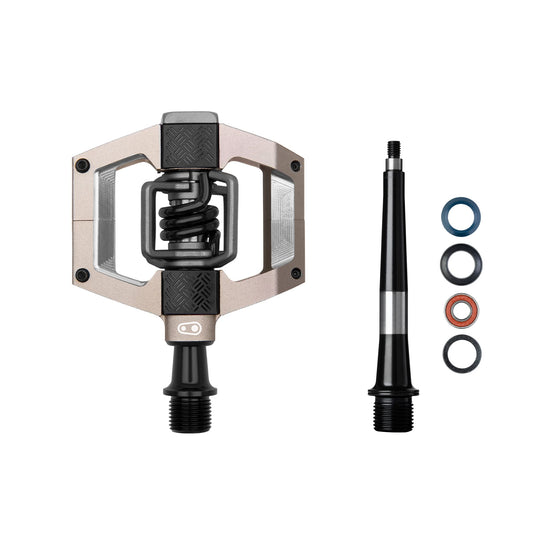 Crankbrothers Mallet Trail Mountain Bike Pedals - Champagne/Black Spring - MTB Enduro XC Trail Optimized Platform - Clip-in System Pair of Bicycle Mountain Bike Pedals (Cleats Included)