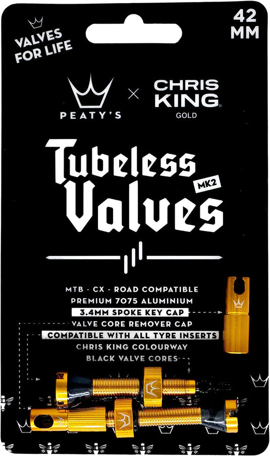 Peaty's x Chris King (MK2) Tubeless Valves, 42mm, Gold - RACKTRENDZ