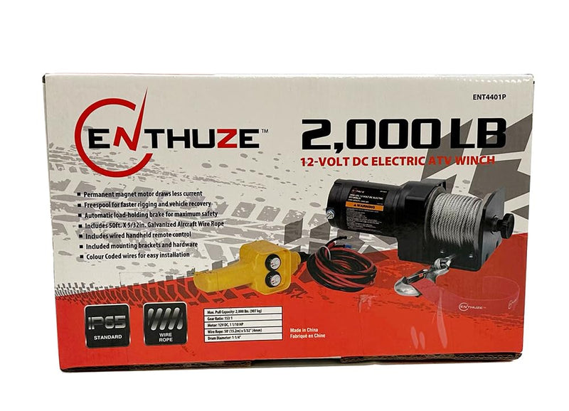 Load image into Gallery viewer, Enthuze 12V DC Electric Winch with 2000 lb Capacity
