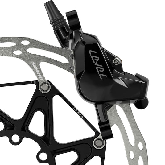 SRAM, Level Silver Stealth 2P, MTB Hydraulic Disc Brake, Rear, Post Mount, Black - RACKTRENDZ