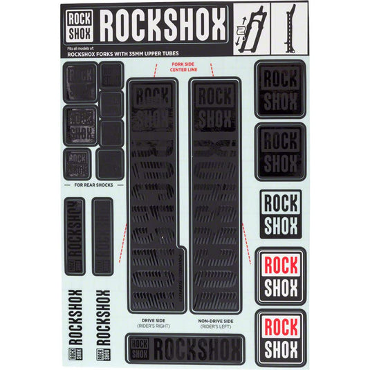 RockShox Decal Kit, 35mm, Stealth Black - RACKTRENDZ