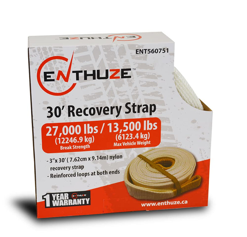 Load image into Gallery viewer, Enthuze Cargo 3" x 30' Nylon Recovery Strap, 27,000 lbs Break Strength
