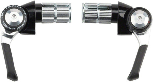 Microshift Bar End Shifter Set, 8-Speed Road, Double/Triple, Shimano Compatible, Black - RACKTRENDZ