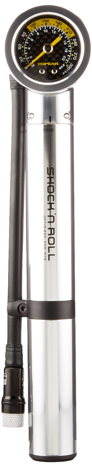 Topeak Shock N Roll Hand-Shock Pump with Gauge (Steel, 9.8 x 1.9 x 1.5-Inch) - RACKTRENDZ