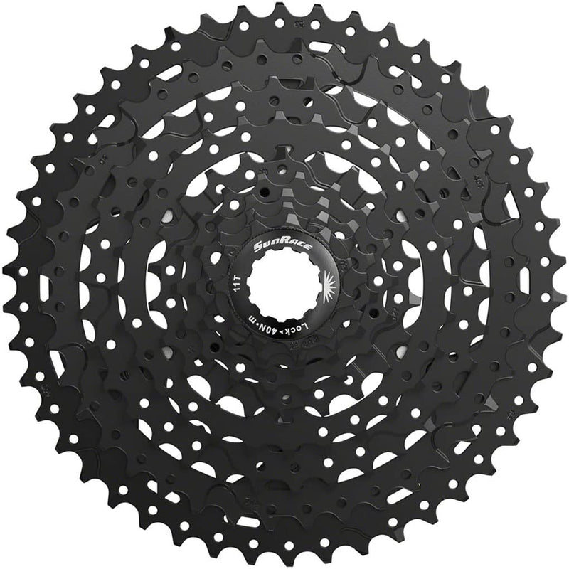 Load image into Gallery viewer, SunRace M993 Cassette - 9 Speed 11-46t ED Black Alloy Spider and Lockring - RACKTRENDZ
