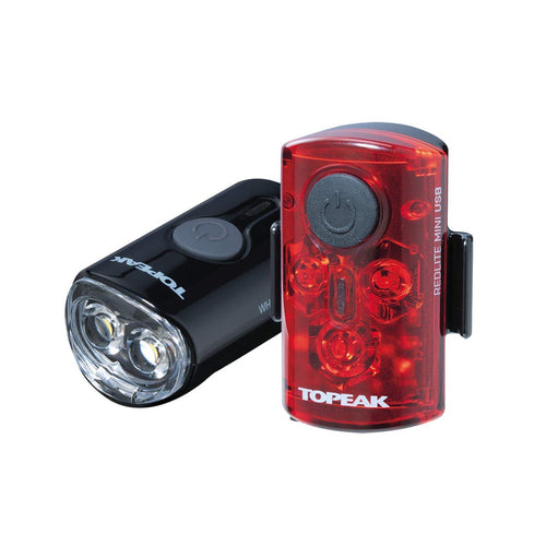 Bicycle Light Topeak Combo Whitelite Mini/Redlite Mini USB Black - RACKTRENDZ