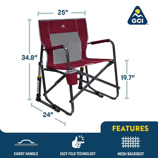 GCI Outdoor Freestyle Rocker Portable Rocking Chair & Outdoor Camping Chair, Black