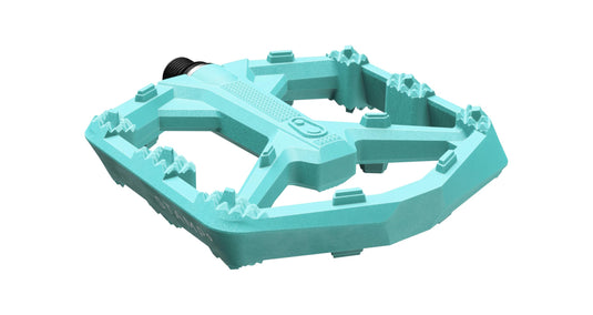 Crankbrothers Stamp 0 Flat Pedals for MTB & BMX Bikes, Lightweight Composite Body, Enhanced Grip with 12 Pins, Turquoise, Large