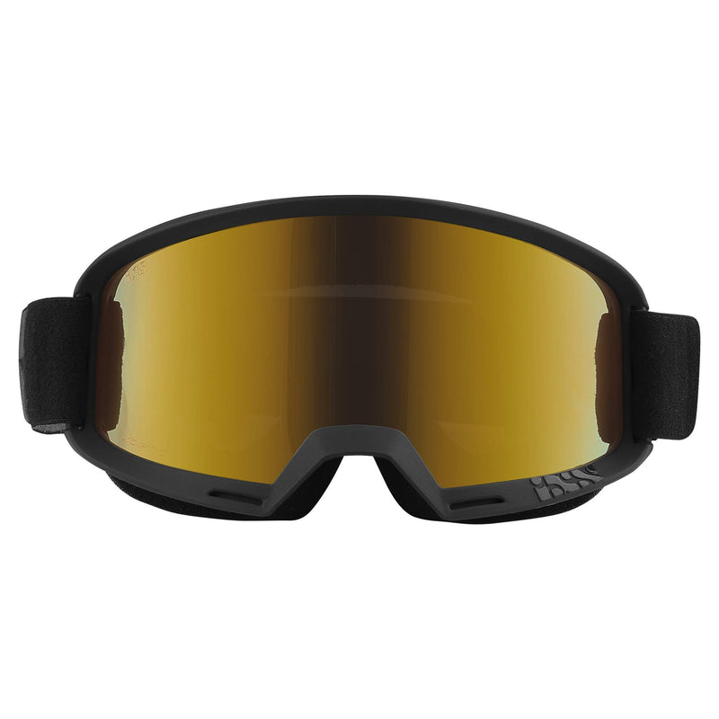 Load image into Gallery viewer, IXS Hack Goggle Trigger Black/Mirror Gold One Size, 45mm Elastic Strap, Unobstructed Pereferal Vision (178°x78°), 3ply Foam for Increased Comfort, iXS Roll-Off/Tear-Off Compatibility - RACKTRENDZ
