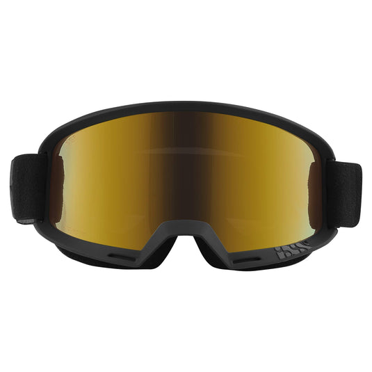 IXS Hack Goggle Trigger Black/Mirror Gold One Size, 45mm Elastic Strap, Unobstructed Pereferal Vision (178°x78°), 3ply Foam for Increased Comfort, iXS Roll-Off/Tear-Off Compatibility - RACKTRENDZ