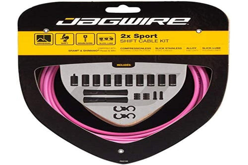 Jagwire 2X Sport Shift Kit Adult Unisex Shift Cable and Sheaths, Pink, One Size - RACKTRENDZ