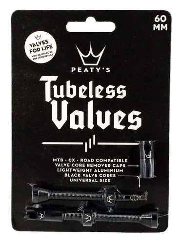 Peaty's Tubeless Valves Black - Bike Tyre Valve Pairs (60mm) - RACKTRENDZ