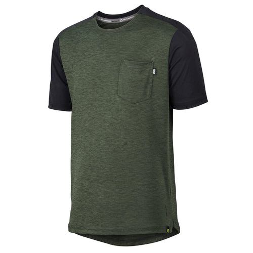 ixs Flow X Jersey, Olive- Solid Black, Medium - RACKTRENDZ