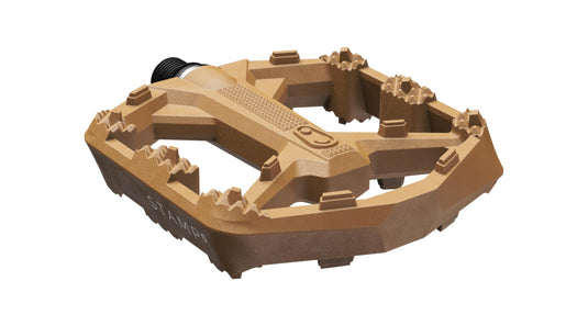 Crankbrothers Stamp 0 Flat Pedals for MTB & BMX Bikes, Lightweight Composite Body, Enhanced Grip with 12 Pins, Brown, Small
