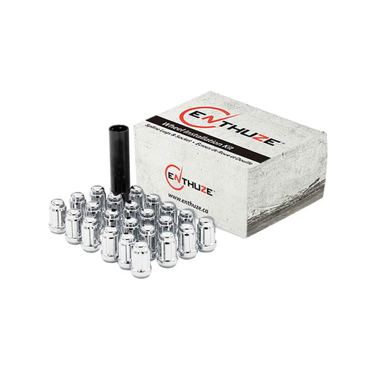 Enthuze Chrome Spline Lug Nuts - 12x1.5, Cone Seat, 1.38" (24-Piece Kit)