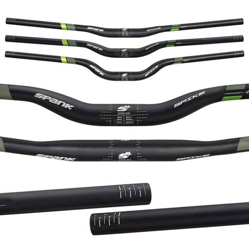 Chargez l&#39;image dans la visionneuse de la galerie, Spank Spike 800 Vibrocore Bicycle Handlebar, Mountain Bike Handlebar, Aluminium Alloy Handlebars,30R(Black Green) - RACKTRENDZ
