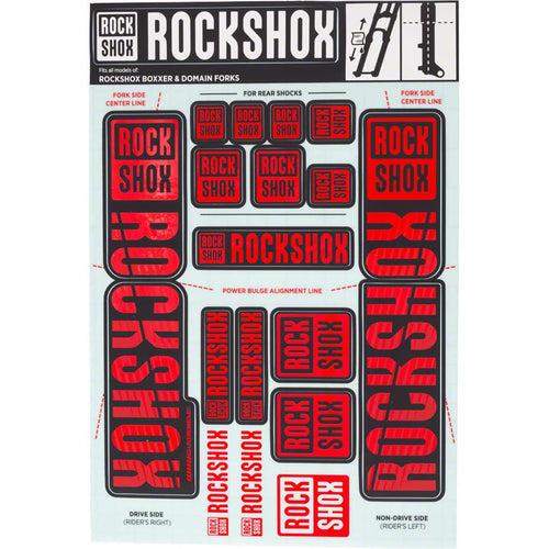 RockShox Decal Kit Replacement 35 mm BoXXer/Domain Dual Crown 11.4318.003.518, Red, Standard - RACKTRENDZ