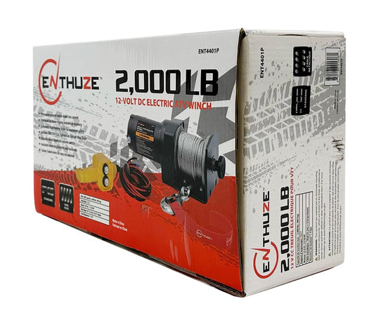 Enthuze 12V DC Electric Winch with 2000 lb Capacity