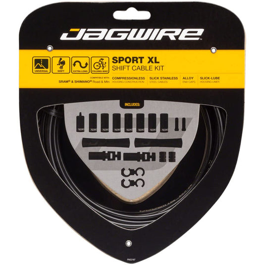 Jagwire Sport Shift XL Kit-Black Adult Unisex Shift Sleeves and Cables, Black, One Size - RACKTRENDZ