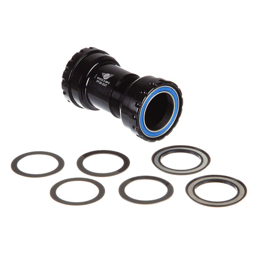 wheels Manufacturing PressFit 30 to 30mm Spindle (CINCH/Rotor/386EVO/ect) Outboard Thread Together Bottom Bracket, Black - RACKTRENDZ