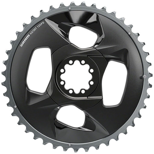SRAM, Force AXS 2X, Chainring, Teeth: 43, Speed: 12, BCD: 94, Bolts: 4, Outer, Aluminum, Black - RACKTRENDZ