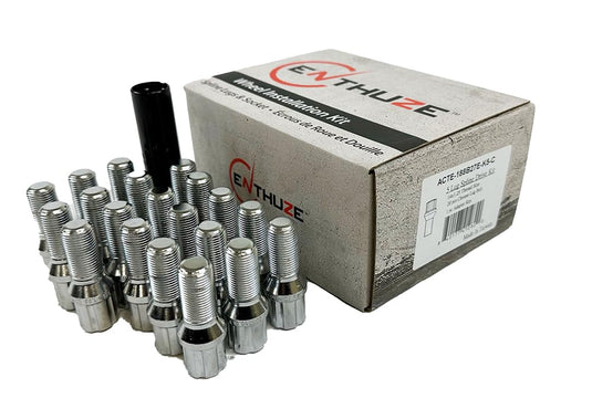 Enthuze Chrome Spline Lug Bolts - 14x1.25, Cone Seat, 1.06" (20 Pcs)
