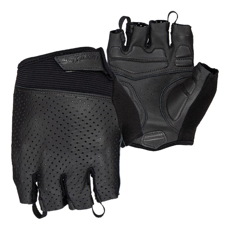 Chargez l&#39;image dans la visionneuse de la galerie, Lizard Skins Aramus Classic Leather Cycling Gloves V2 – Unisex Padded Short Finger Bike Gloves (Jet Black, Small) - RACKTRENDZ
