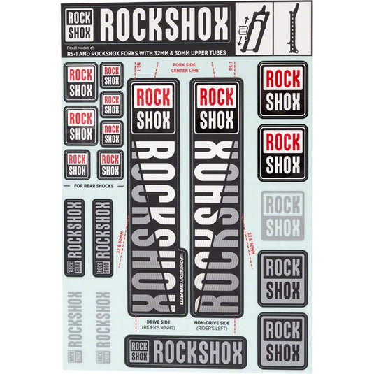 RockShox Decal Kit, 30/32mm, White | Color Matching - RACKTRENDZ