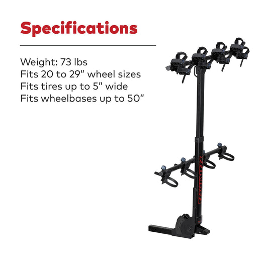 Porte-vélos à suspension verticale Yakima HangTight 4 pour récepteurs d'attelage de 2 pouces