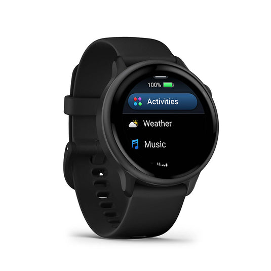Garmin Vivoactive 6 GPS Smartwatch – Slate Dial, Black Silicone Band