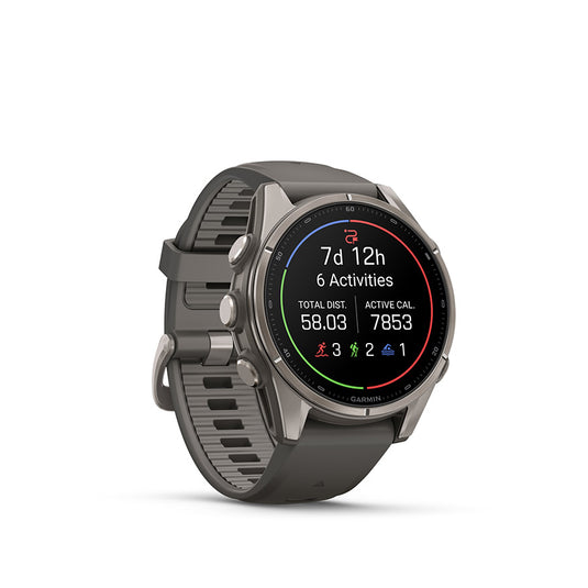 Garmin, fenix 9 43mm, Watch, Watch Color: Titanium, Wristband: Pebble Grey - Silicone