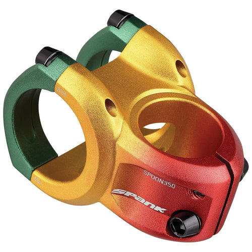 Spank Spoon 350 Stem,Rasta(Diameter 35mm, Length: 35/43mm, Rise: 0°), Chamfered bar clamp, Ultra-Short Stack Height, Bicycle Stem, Ideal for ASTM 5, All Mountain, Enduro, Trail, Free Ride, DJ, E-Bike - RACKTRENDZ