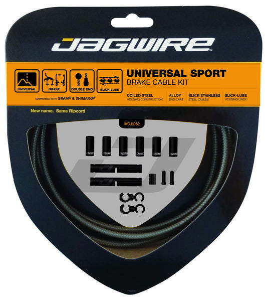 Jagwire Universal Sport Brake Cable Kit fits SRAM/Shimano and Campagnolo, Carbon Silver - RACKTRENDZ