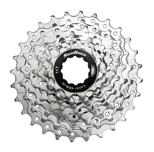 Sunrace CSR91 9-Speed Nickel Plated Cassette with Alloy Lockring and Gray Spacer, 11-28T - RACKTRENDZ