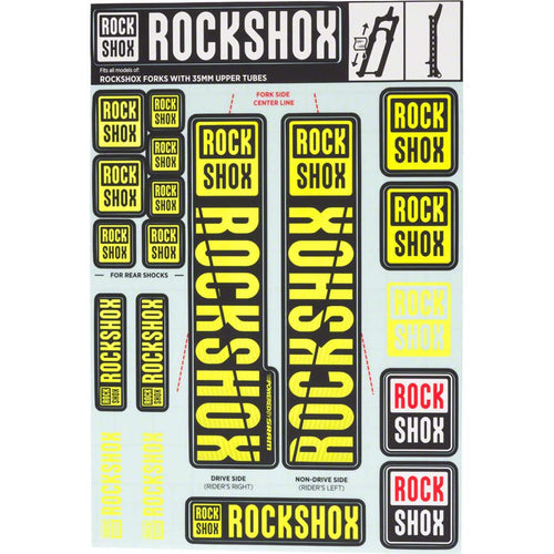 RockShox Decal Kit, 35mm, Yellow Color Matching Kit - RACKTRENDZ