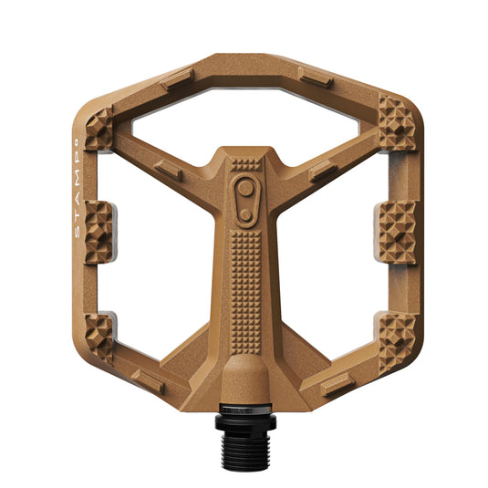 Crankbrothers Stamp 0 Flat Pedals for MTB & BMX Bikes, Lightweight Composite Body, Enhanced Grip with 12 Pins, Brown, Small