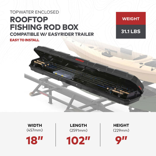 Yakima, TopWater Rooftop Fishing Rod Box, Carries Up to 8 Fully-Rigged Rods