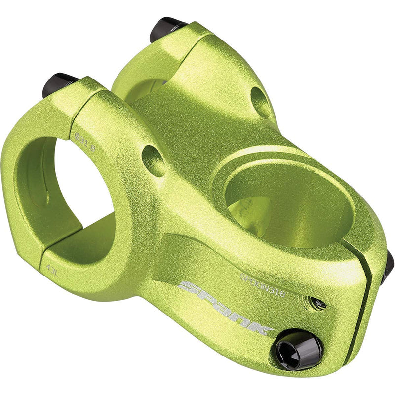 Chargez l&#39;image dans la visionneuse de la galerie, Spank Spoon 318 Stem Green(Diameter 31.8mm, Length: 33/43mm, Rise: 0°), Chamfered bar clamp, Ultra-short stack height, Bicycle Stem, Ideal for ASTM 5, All mountain, enduro, trail, free ride, DJ,E-Bike - RACKTRENDZ
