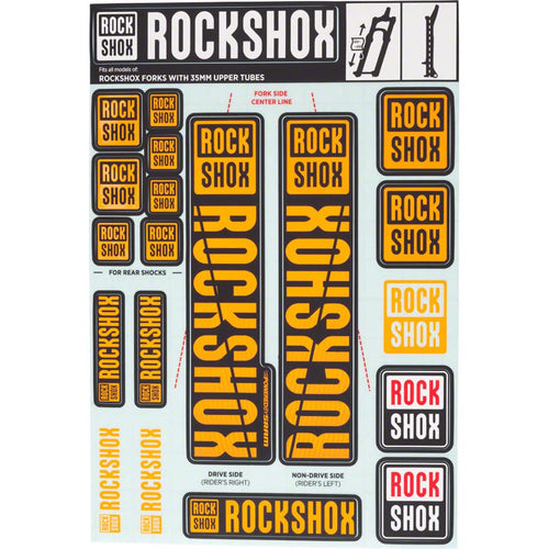 RockShox Decal Kit, 35mm, Orange Color Matching Kit - RACKTRENDZ