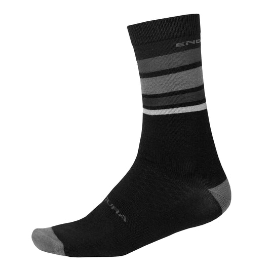 Endura BaaBaa Merino Stripe Cycling Sock Matte Black, S/M - RACKTRENDZ