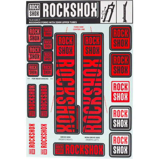 RockShox Decal Kit, 35mm, Red - RACKTRENDZ