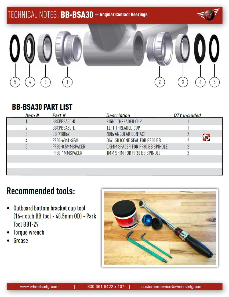 Load image into Gallery viewer, Wheels Manufacturing BSA 30 Bottom Bracket with Angular Contact Bearings - RACKTRENDZ
