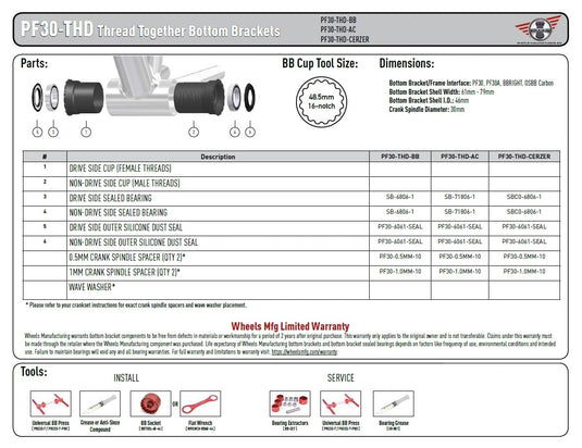 Wheels Manufacturing PF30 Threaded Angular Contact Bearings for 30mm Black,One Size,PF30-THD-AC - RACKTRENDZ