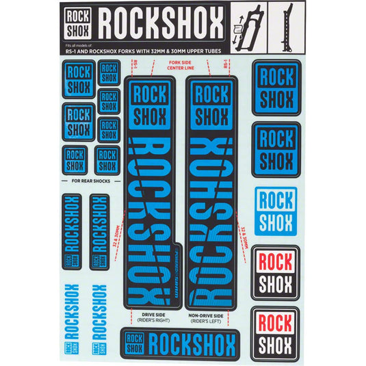 RockShox Decal Kit, 30/32mm, Blue - RACKTRENDZ